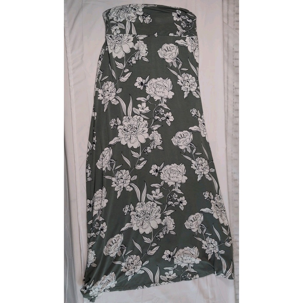 Market and Spruce Women's Green Maxi Floral Skirt Sz Medium Office Workwear